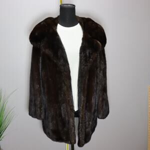 1980s Goldring’s New Orleans Real Mink Fur Coat Brown Size L